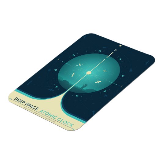 Deep Space Atomic Clock Poster, blauwe versie. Magneet (Linkerzijde)