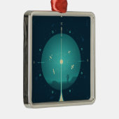 Deep Space Atomic Clock Poster, blauwe versie. Metalen Ornament (Rechts)