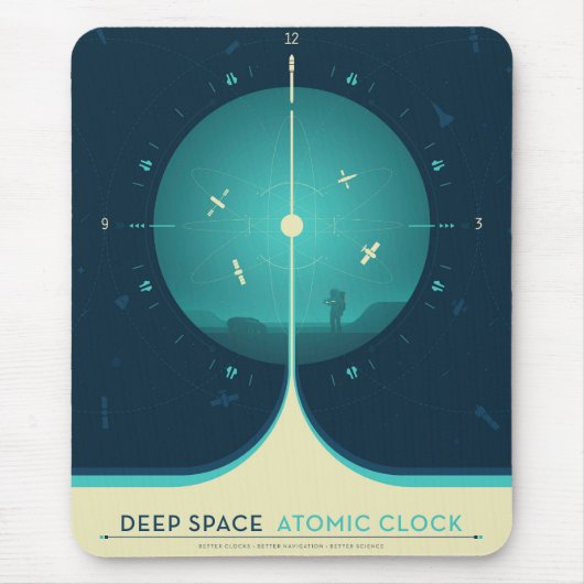 Deep Space Atomic Clock Poster, blauwe versie. Muismat (Voorkant)