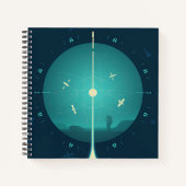 Deep Space Atomic Clock Poster, blauwe versie. Notitieboek (Voorkant)