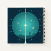 Deep Space Atomic Clock Poster, blauwe versie. Notitieboek (Achterkant)