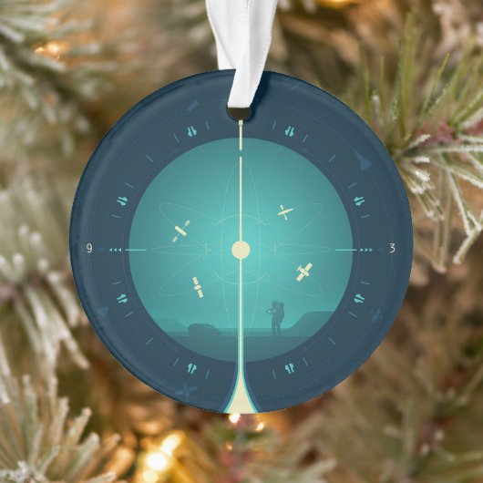 Deep Space Atomic Clock Poster, blauwe versie. Ornament (Boom)