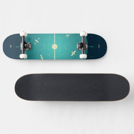 Deep Space Atomic Clock Poster, blauwe versie. Persoonlijk Skateboard (Horizontaal)