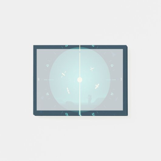 Deep Space Atomic Clock Poster, blauwe versie. Post-it® Notes (Voorkant)