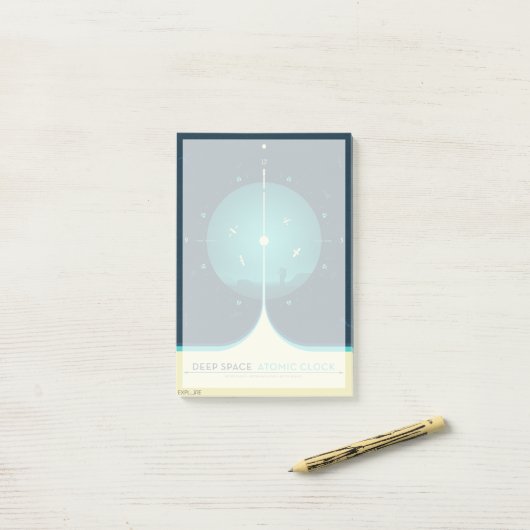 Deep Space Atomic Clock Poster, blauwe versie. Post-it® Notes (Op bureau)