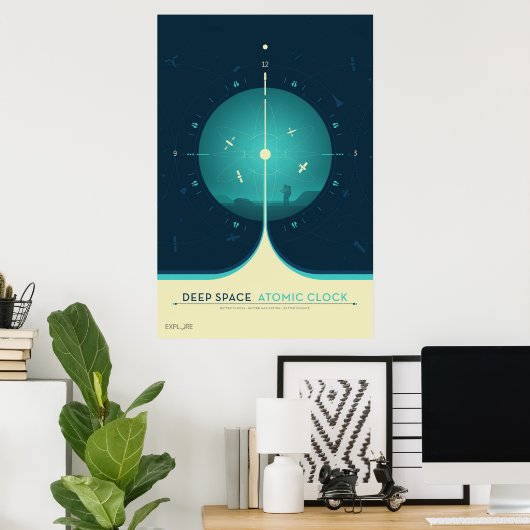 Deep Space Atomic Clock Poster, blauwe versie. Poster (Thuiskantoor)