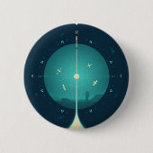 Deep Space Atomic Clock Poster, blauwe versie. Ronde Button 5,7 Cm (Voorkant)