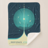 Deep Space Atomic Clock Poster, blauwe versie. Sherpa Deken (Voorkant)