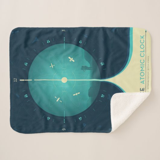 Deep Space Atomic Clock Poster, blauwe versie. Sherpa Deken (Voorkant (horizontaal))