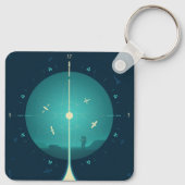 Deep Space Atomic Clock Poster, blauwe versie. Sleutelhanger (Achterkant)