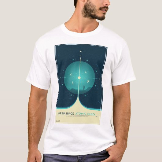 Deep Space Atomic Clock Poster, blauwe versie. T-shirt (Voorkant)