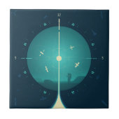 Deep Space Atomic Clock Poster, blauwe versie. Tegeltje (Voorkant)
