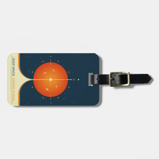 Deep Space Atomic Clock Poster, Oranje versie. Bagagelabel (Voorkant horizontaal)