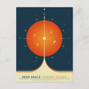 Deep Space Atomic Clock Poster, Oranje versie. Briefkaart