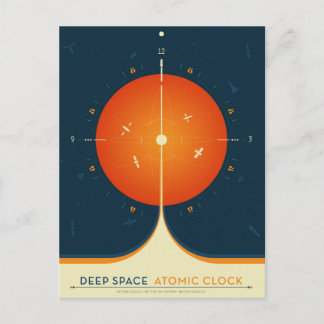 Deep Space Atomic Clock Poster, Oranje versie. Briefkaart