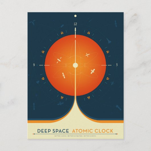Deep Space Atomic Clock Poster, Oranje versie. Briefkaart (Voorkant)