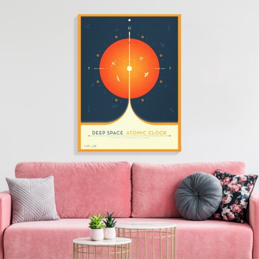 Deep Space Atomic Clock Poster, Oranje versie. Canvas Afdruk (Insitu (Woonkamer))