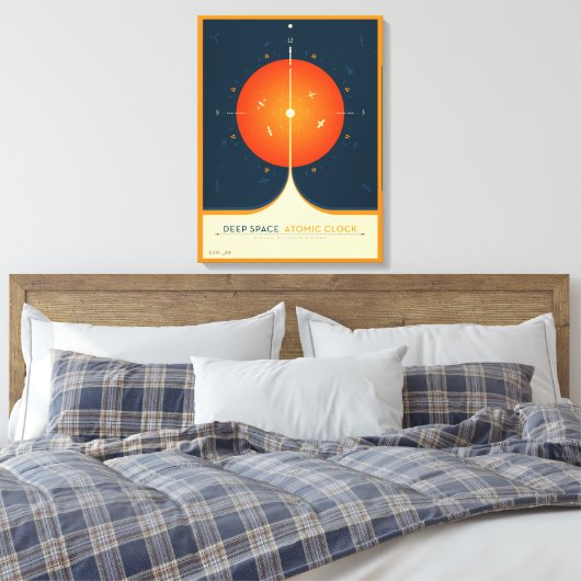 Deep Space Atomic Clock Poster, Oranje versie. Canvas Afdruk (Insitu (Slaapkamer))