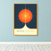 Deep Space Atomic Clock Poster, Oranje versie. Canvas Afdruk (Insitu (Houten vloer))