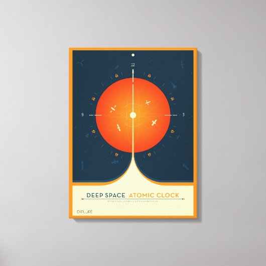 Deep Space Atomic Clock Poster, Oranje versie. Canvas Afdruk (Voorkant)