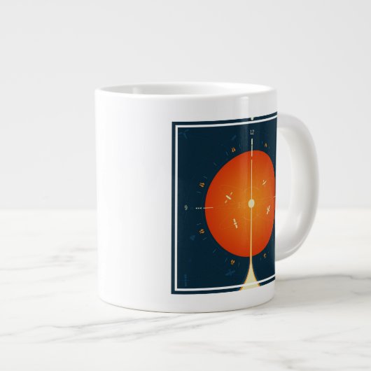 Deep Space Atomic Clock Poster, Oranje versie. Grote Koffiekop (Voorkant rechts)