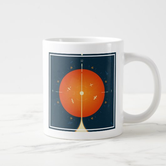 Deep Space Atomic Clock Poster, Oranje versie. Grote Koffiekop (Rechts)