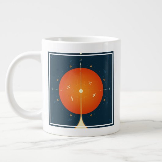 Deep Space Atomic Clock Poster, Oranje versie. Grote Koffiekop (Links)