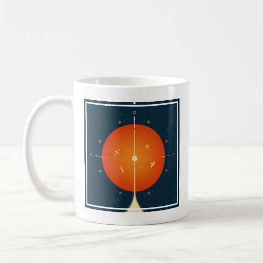 Deep Space Atomic Clock Poster, Oranje versie. Koffiemok (Links)