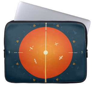 Deep Space Atomic Clock Poster, Oranje versie. Laptop Sleeve