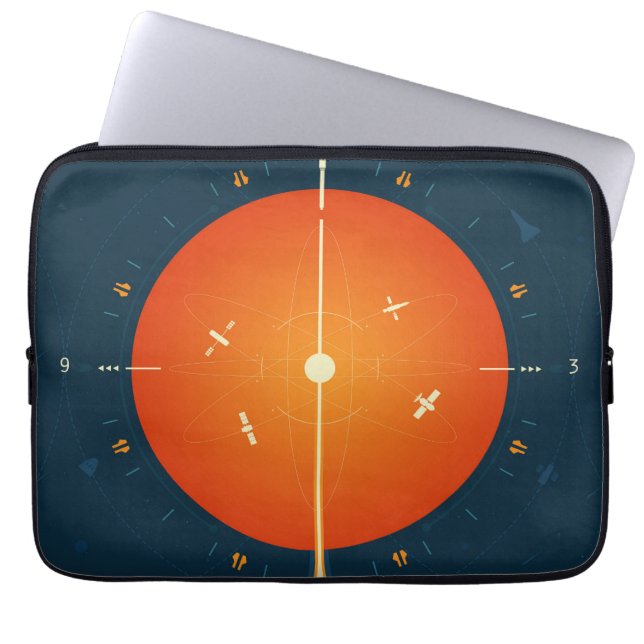 Deep Space Atomic Clock Poster, Oranje versie. Laptop Sleeve (Voorkant)