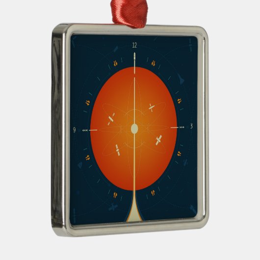 Deep Space Atomic Clock Poster, Oranje versie. Metalen Ornament (Rechts)