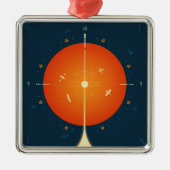 Deep Space Atomic Clock Poster, Oranje versie. Metalen Ornament (Voorkant)