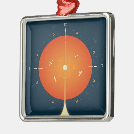 Deep Space Atomic Clock Poster, Oranje versie. Metalen Ornament (Links)