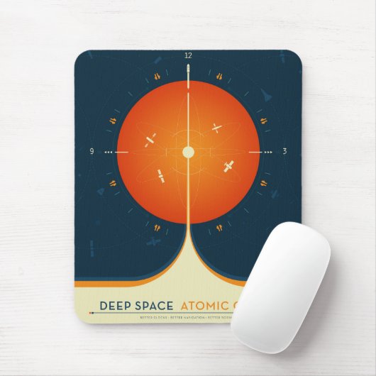 Deep Space Atomic Clock Poster, Oranje versie. Muismat (Met muis)