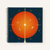 Deep Space Atomic Clock Poster, Oranje versie. Notitieboek (Voorkant)