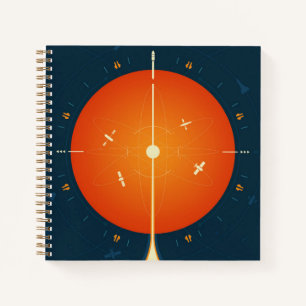 Deep Space Atomic Clock Poster, Oranje versie. Notitieboek