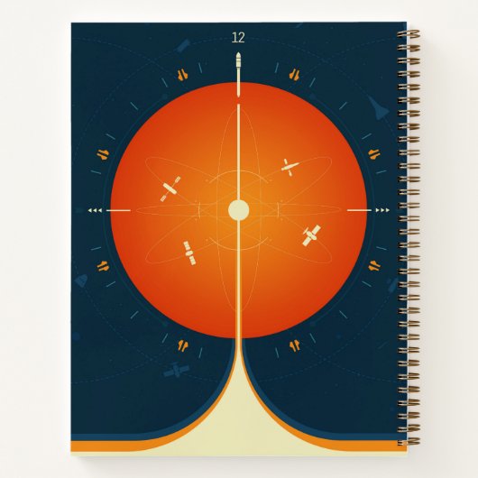 Deep Space Atomic Clock Poster, Oranje versie. Notitieboek (Achterkant)