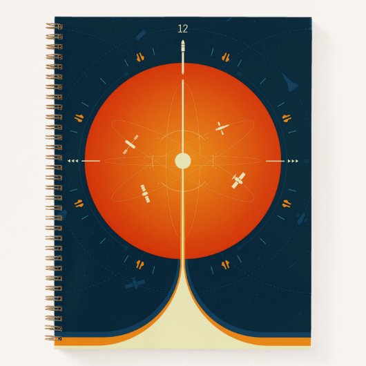 Deep Space Atomic Clock Poster, Oranje versie. Notitieboek (Voorkant)