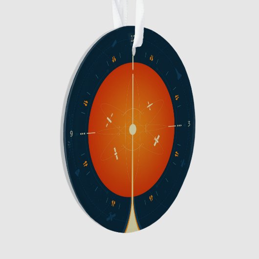 Deep Space Atomic Clock Poster, Oranje versie. Ornament (voorkant)