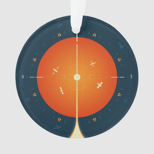 Deep Space Atomic Clock Poster, Oranje versie. Ornament (voorkant)