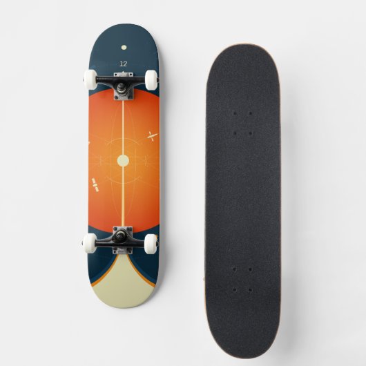 Deep Space Atomic Clock Poster, Oranje versie. Persoonlijk Skateboard (Voorkant)