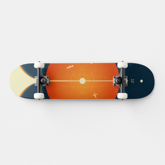 Deep Space Atomic Clock Poster, Oranje versie. Persoonlijk Skateboard (Horizontaal)