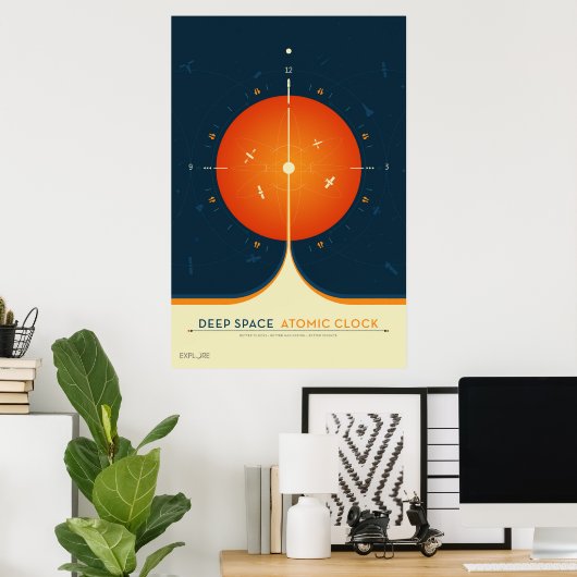 Deep Space Atomic Clock Poster, Oranje versie. Poster (Thuiskantoor)