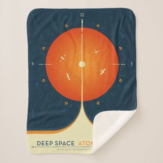 Deep Space Atomic Clock Poster, Oranje versie. Sherpa Deken (Voorkant)