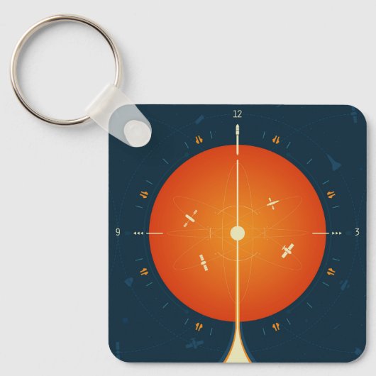 Deep Space Atomic Clock Poster, Oranje versie. Sleutelhanger (Voorkant)