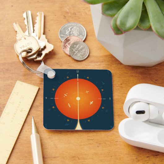 Deep Space Atomic Clock Poster, Oranje versie. Sleutelhanger (Bureau)