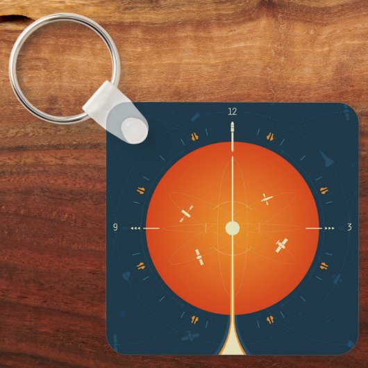 Deep Space Atomic Clock Poster, Oranje versie. Sleutelhanger (Voorkant)