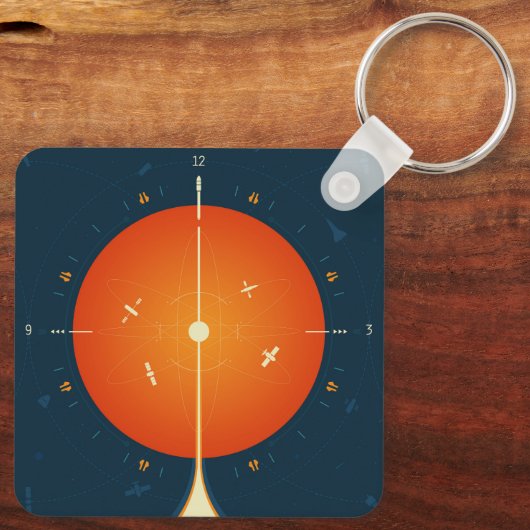 Deep Space Atomic Clock Poster, Oranje versie. Sleutelhanger (Achterkant)