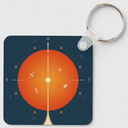 Deep Space Atomic Clock Poster, Oranje versie. Sleutelhanger (Achterkant)