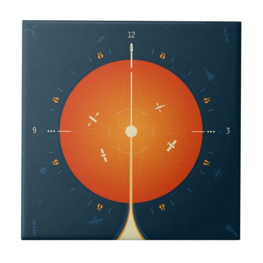 Deep Space Atomic Clock Poster, Oranje versie. Tegeltje (Voorkant)